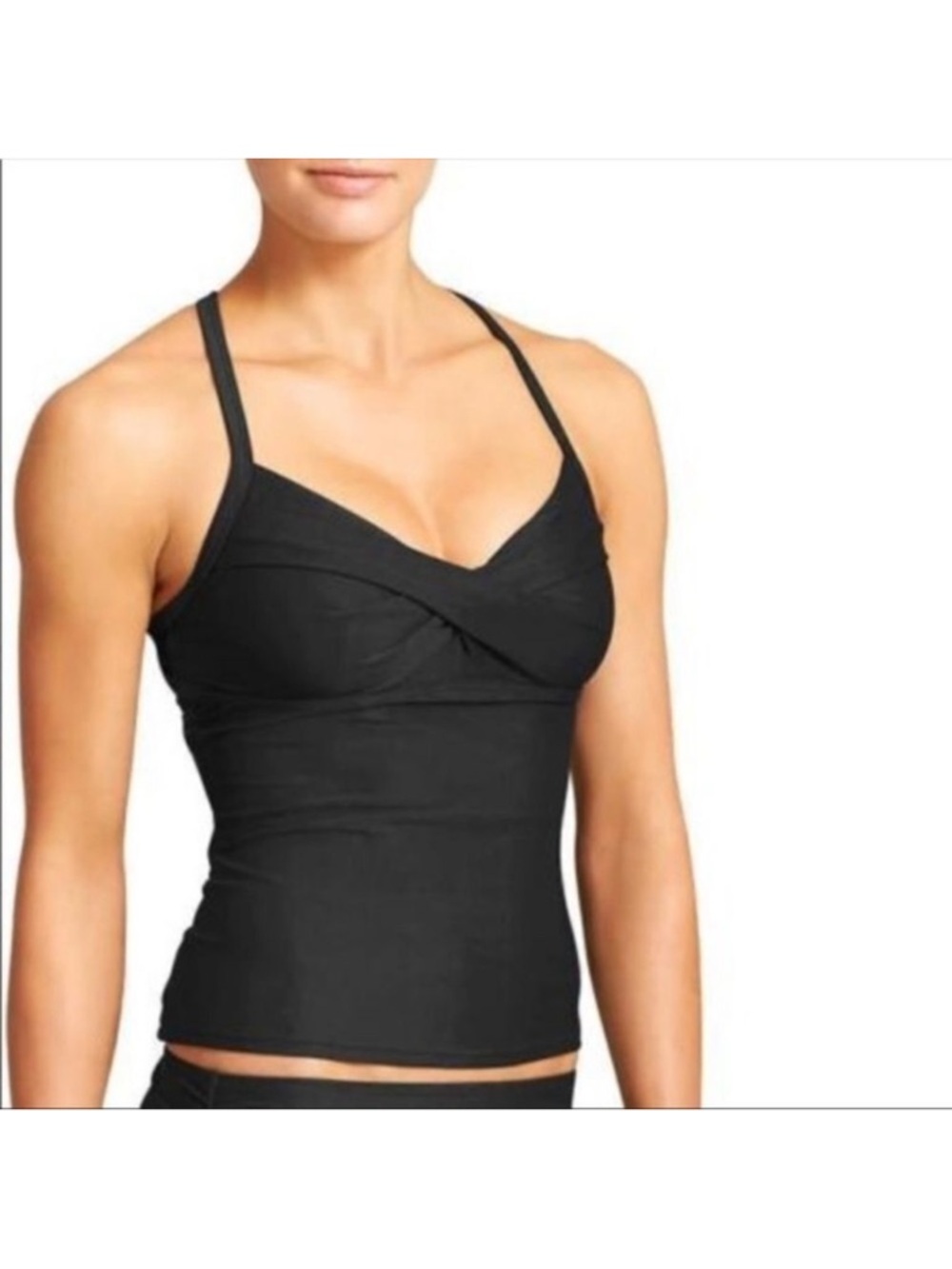 NWT ATHLETA Twister Tankini Top Black 32 D/DD